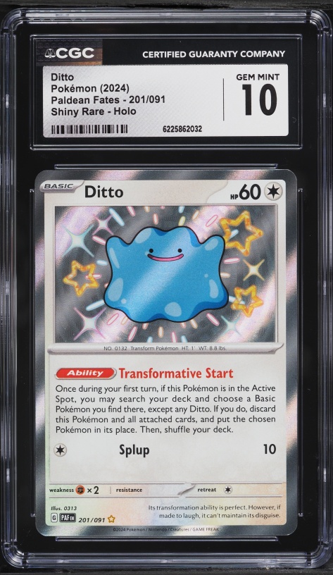 2024 Pokemon Scarlet & Violet Paldean Fates Shiny Rare Ditto #201 CGC 10 GEM MINT