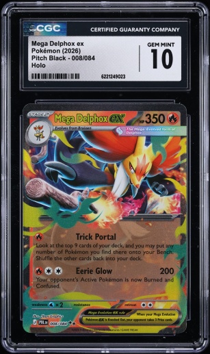 2026 Pokemon Mega Evolution Pitch Black Holo Mega Delphox Ex #8 CGC 10 GEM MINT