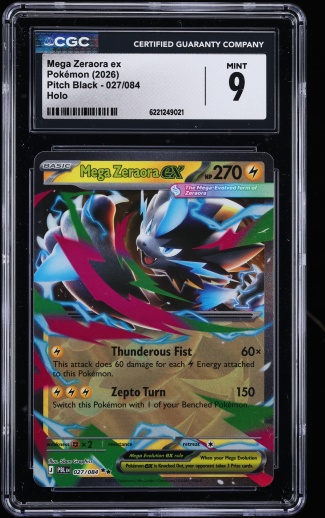 2026 Pokemon Mega Evolution Pitch Black Holo Mega Zeraora Ex #27 CGC 9 MINT