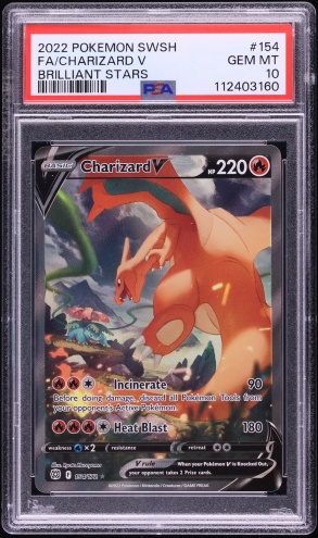 2022 Pokemon SWSH Brilliant Stars Alt Art Charizard V #154 PSA 10 GEM MINT