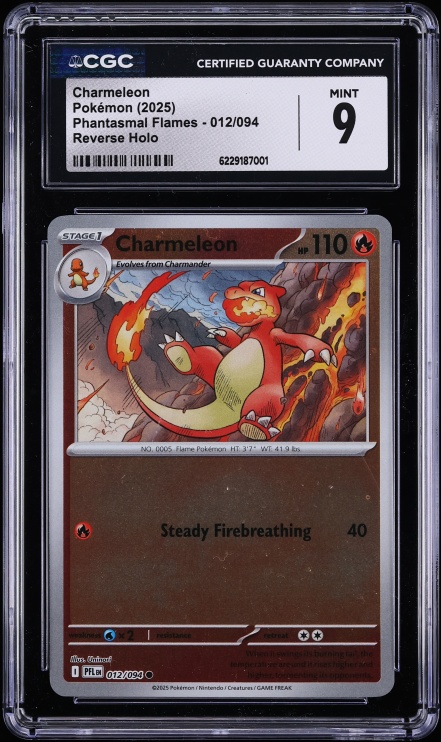 2025 Pokemon Mega Evolution Phantasmal Flames Reverse Holo Charmeleon #12 CGC 9 MINT