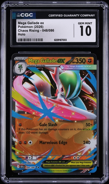 2026 Pokemon Mega Evolution Chaos Rising Holo Mega Gallade Ex #48 CGC 10 GEM MINT