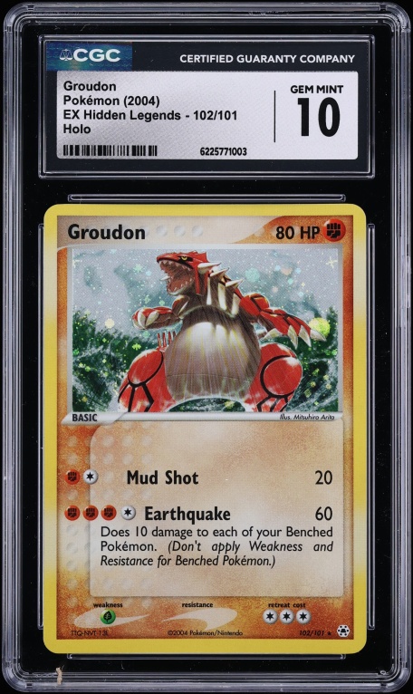 2004 Pokemon EX Hidden Legends Holo Groudon #102 CGC 10 GEM MINT