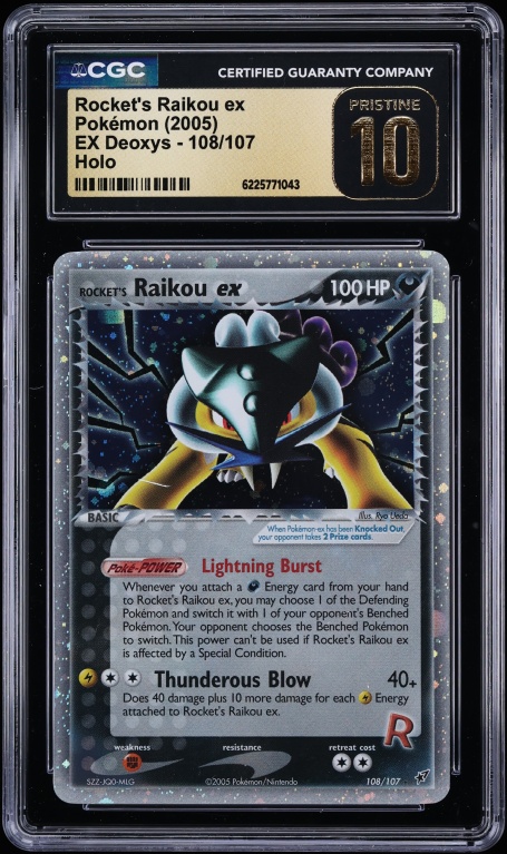 2005 Pokemon EX Deoxys Holo Rocket's Raikou Ex #108 CGC 10 PRISTINE