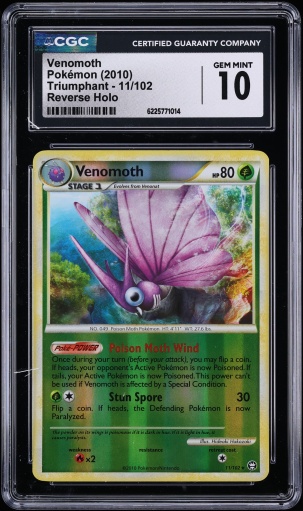 2010 Pokemon HGSS Triumphant Reverse Holo Venomoth #11 CGC 10 GEM MINT