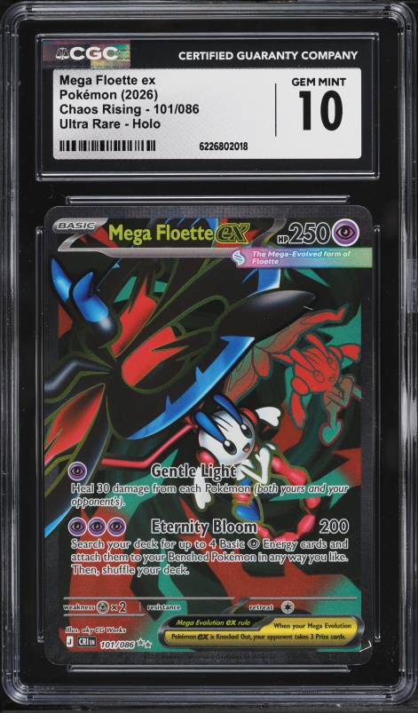 2026 Pokemon Mega Evolution Chaos Rising Full Art Mega Floette Ex #101 CGC 10 GEM MINT