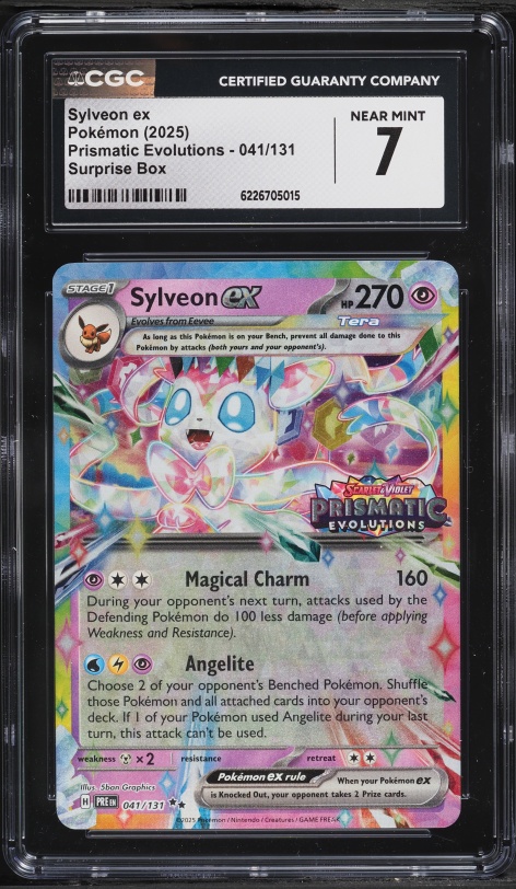 2025 Pokemon SV Prismatic Evolutions Surprise Box Holo Sylveon Ex #41 CGC 7 NRMT