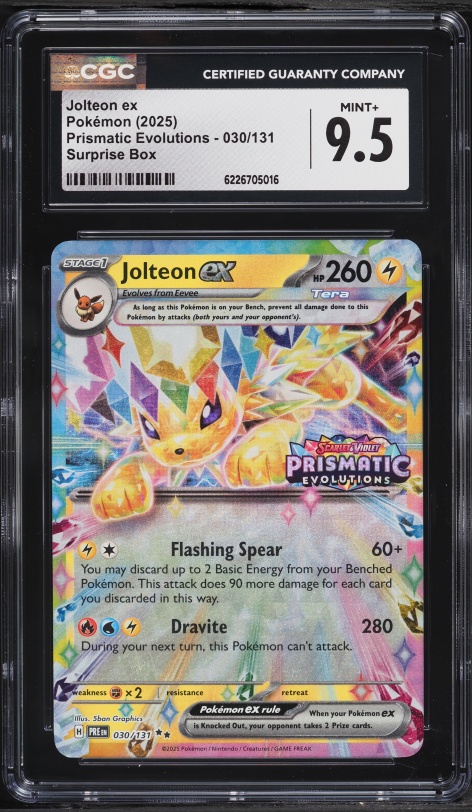 2025 Pokemon SV Prismatic Evolutions Surprise Box Holo Jolteon Ex #30 CGC 9.5 MINT+