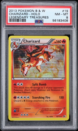 2013 Pokemon Black & White Legendary Treasures Holo Charizard #19 PSA 8 NM-MT