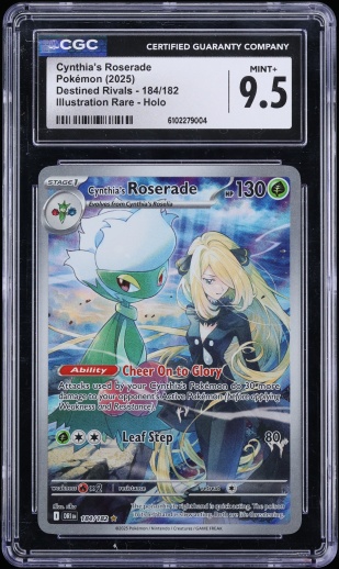 2025 Pokemon Scarlet & Violet Destined Rivals IR Holo Cynthia's Roserade #184 CGC 9.5 MINT+