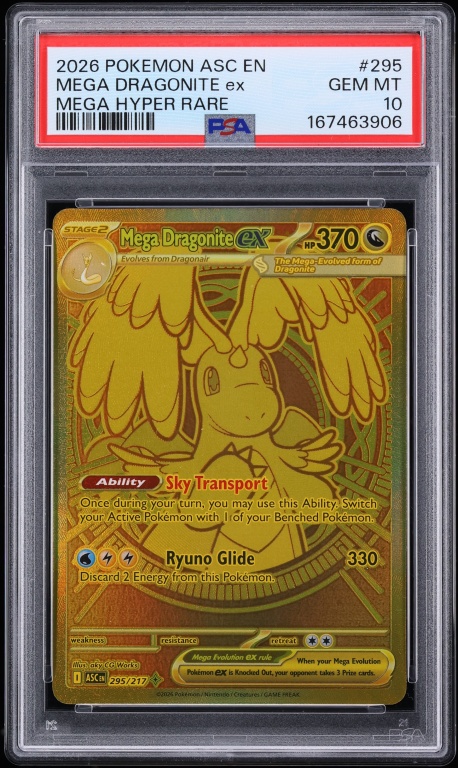 2026 Pokemon Mega Evolution Ascended Heroes MHR Mega Dragonite EX #295 PSA 10 GEM MINT