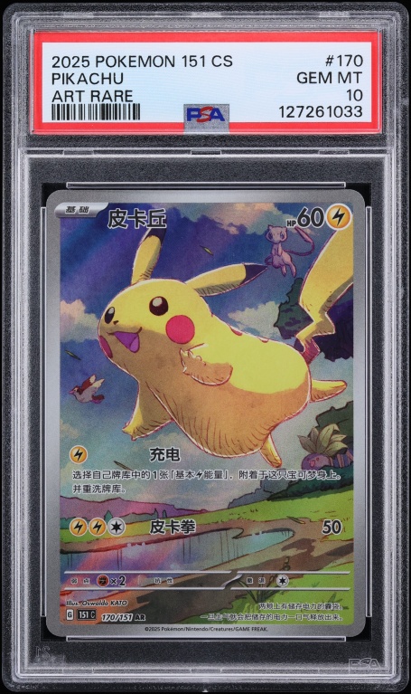 2025 Pokemon Chinese Scarlet & Violet 151 AR Pikachu #170 PSA 10 GEM MINT