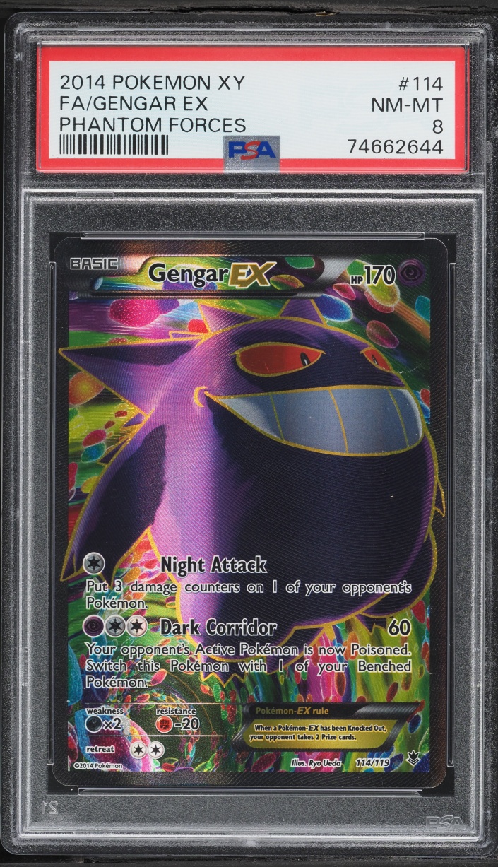 2014 Pokemon XY Phantom Forces Full Art Gengar EX #114 PSA 8 NM-MT