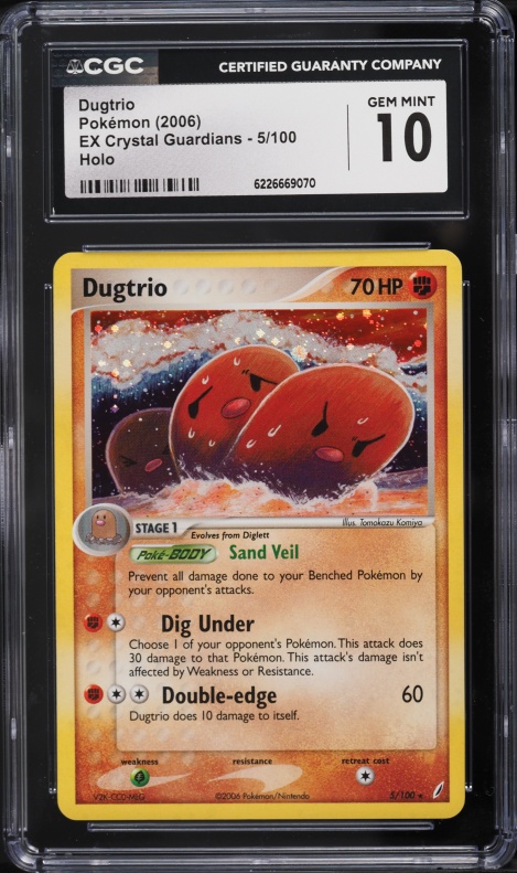 2006 Pokemon EX Crystal Guardians Holo Dugtrio #5 CGC 10 GEM MINT