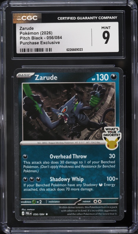 2026 Pokemon Mega Evolution Pitch Black Purchase Exclusive Zarude #56 CGC 9 MINT