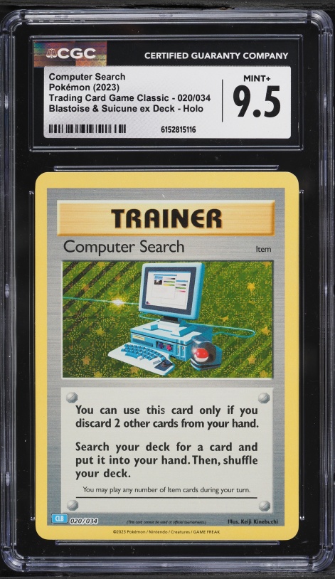 2023 Pokemon SV Classic Blastoise & Suicune Ex Deck Holo Computer Search #20 CGC 9.5 MINT+