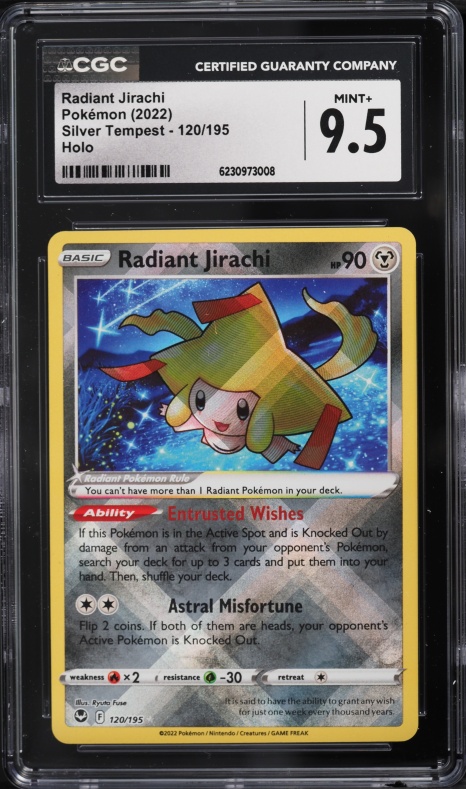 2022 Pokemon Sword & Shield Silver Tempest Holo Radiant Jirachi #120 CGC 9.5 MINT+