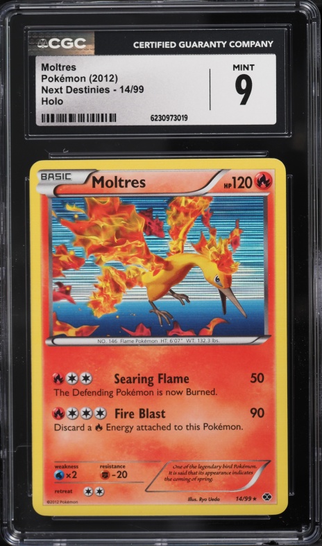 2012 Pokemon Black & White Next Destinies Holo Moltres #14 CGC 9 MINT