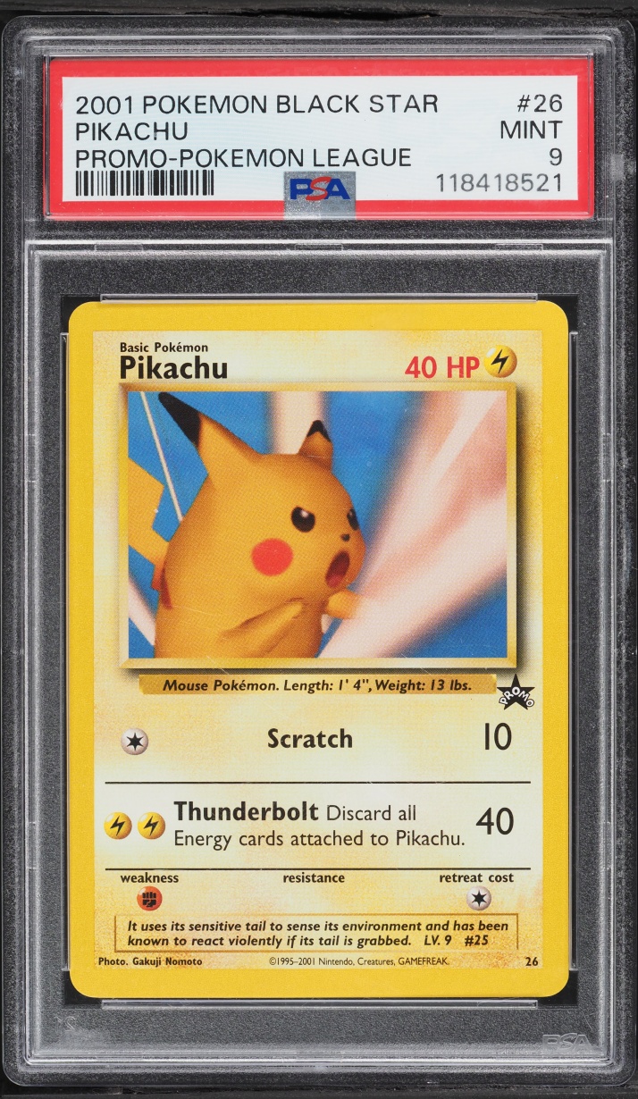 2001 Pokemon League Black Star Promo Pikachu #26 PSA 9 MINT