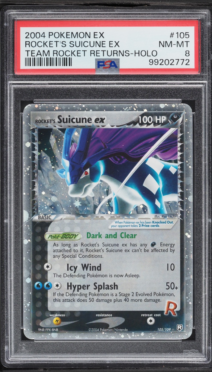 2004 Pokemon EX Team Rocket Returns Holo Rocket's Suicune EX #105 PSA 8 NM-MT