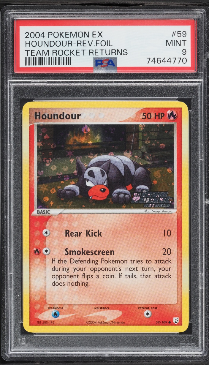 2004 Pokemon EX Team Rocket Returns Reverse Holo Houndour #59 PSA 9 MINT