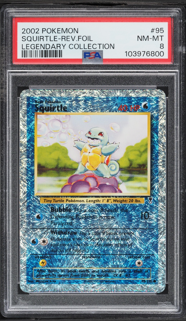 2002 Pokemon Legendary Collection Reverse Holo Squirtle #95 PSA 8 NM-MT