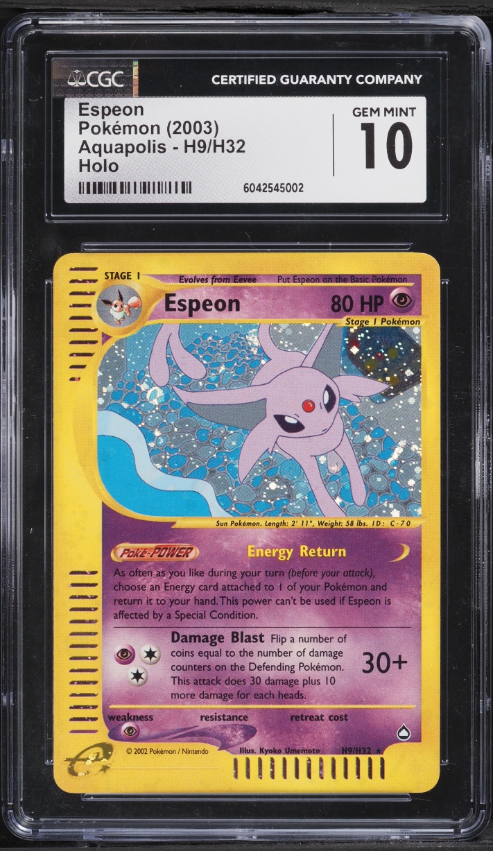 2003 Pokemon Aquapolis Holo Espeon #H9 CGC 10 GEM MINT