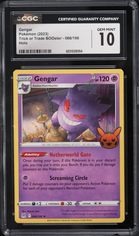 2023 Pokemon Sword & Shield Trick Or Trade BOOster Holo Gengar #66 CGC 10 GEM MINT