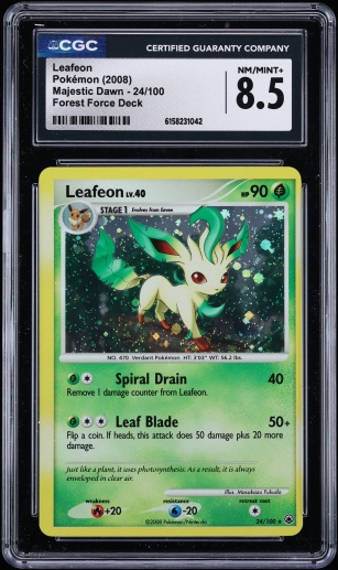 2008 Pokemon Diamond & Pearl Majestic Dawn Cosmos Holo Leafeon #24 CGC 8.5 NM-MT+
