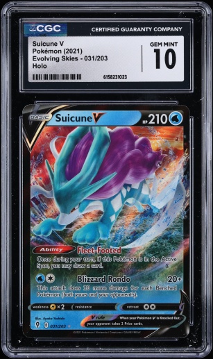2021 Pokemon Sword & Shield Evolving Skies Holo Suicune V #31 CGC 10 GEM MINT