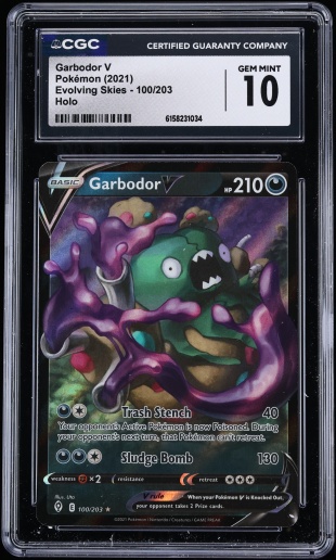2021 Pokemon Sword & Shield Evolving Skies Holo Garbodor V #100 CGC 10 GEM MINT