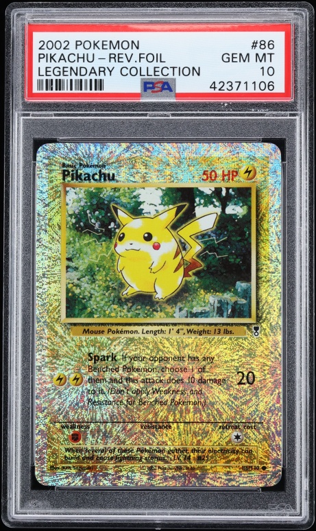 2002 Pokemon Legendary Collection Reverse Holo Pikachu #86 PSA 10 GEM MINT