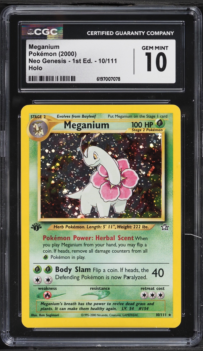 2000 Pokemon Neo Genesis 1st Edition Holo Meganium #10 CGC 10 GEM MINT