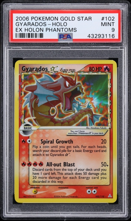 2006 Pokemon EX Holon Phantoms Holo Gyarados Gold Star #102 PSA 9 MINT
