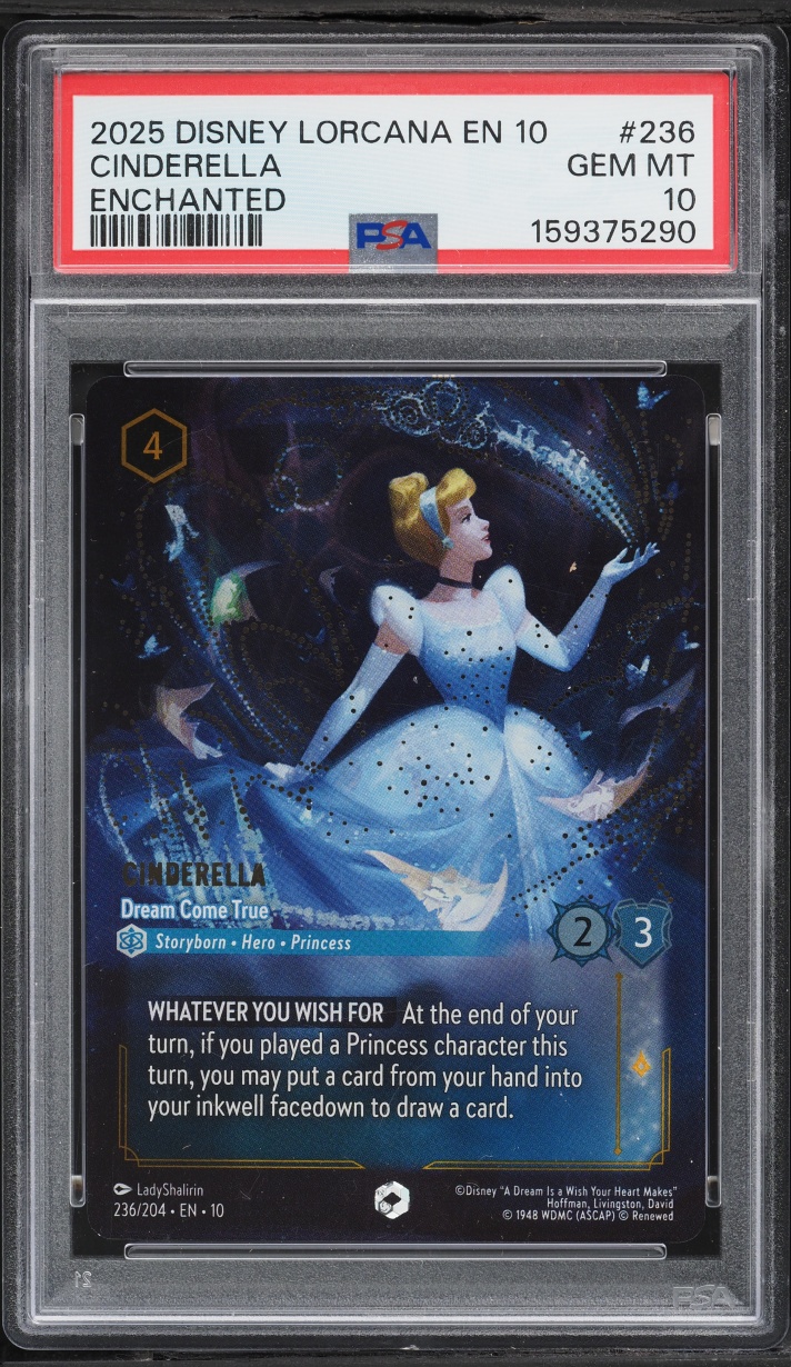 2025 Disney Lorcana Rise Of The Floodborn Enchanted Cinderella Dream Come True #236 PSA 10 GEM