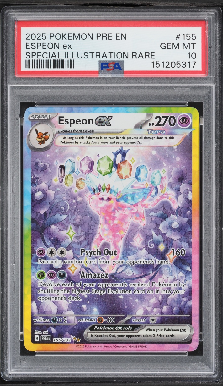 2025 Pokemon Scarlet & Violet Prismatic Evolutions SIR Espeon Ex #155 PSA 10 GEM MINT