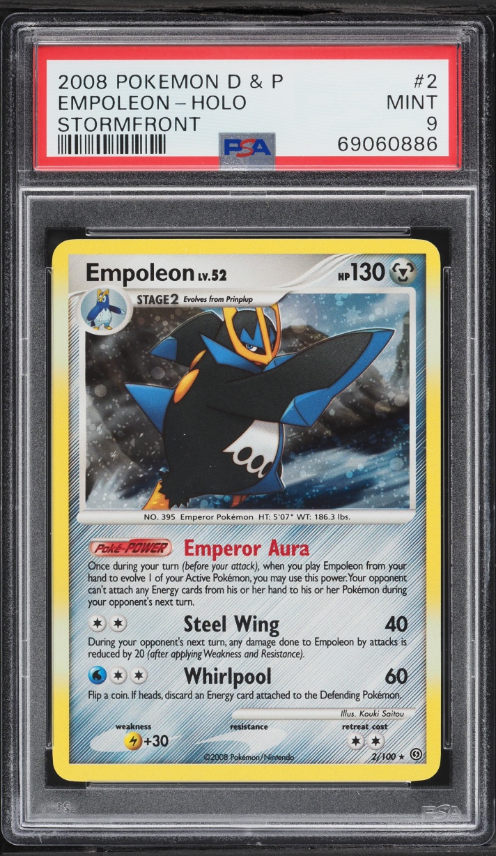 2008 Pokemon Diamond & Pearl Stormfront Holo Empoleon #2 PSA 9 MINT