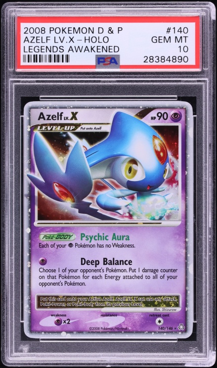 2008 Pokemon Diamond & Pearl Legends Awakened Holo Azelf LV.X #140 PSA 10 GEM MINT