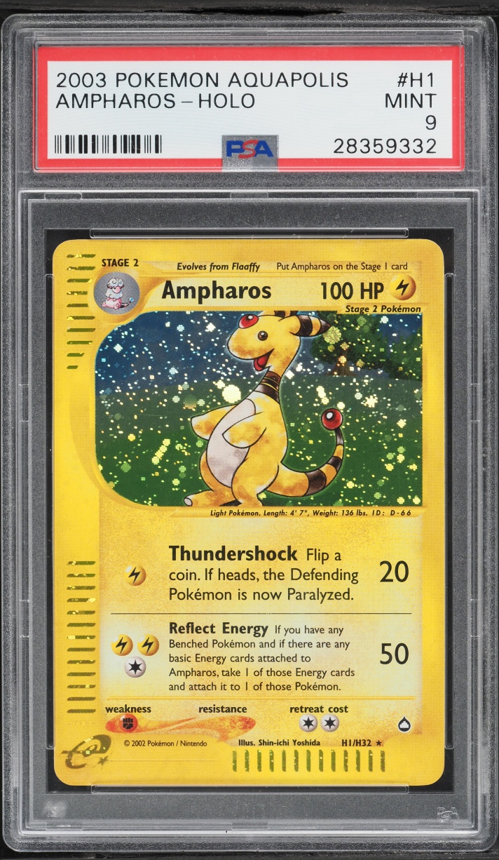 2003 Pokemon Aquapolis Holo Ampharos #H1 PSA 9 MINT