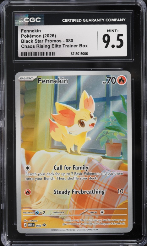 2026 Pokemon Mega Evolution Promo Chaos Rising ETB Full Art Fennekin #80 CGC 9.5 MINT+