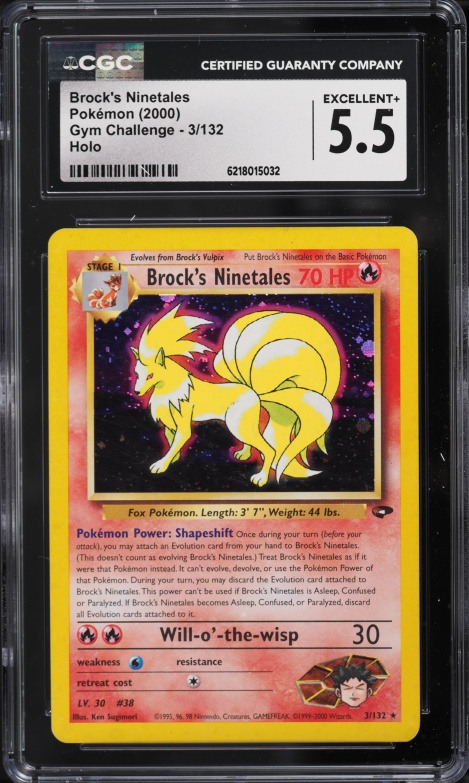 2000 Pokemon Gym Challenge Holo Brock's Ninetales #3 CGC 5.5 EX+