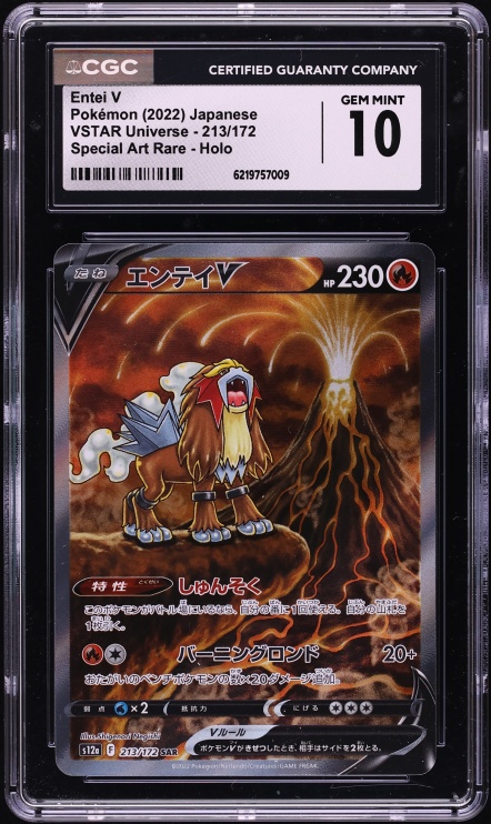 2022 Pokemon Japanese Sword & Shield VSTAR Universe SAR Entei V #213 CGC 10 GEM MINT