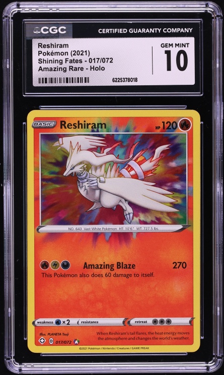 2021 Pokemon Sword & Shield Shining Fates AR Reshiram #17 CGC 10 GEM MINT