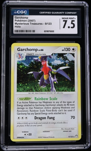 2007 Pokemon Mysterious Treasures Holo Garchomp #9/123 CGC 7.5 NRMT+