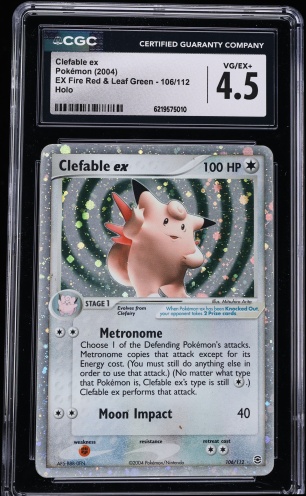 2004 Pokemon EX Fire Red & Leaf Green Holo Clefable ex #106/112 CGC 4.5 VGEX+
