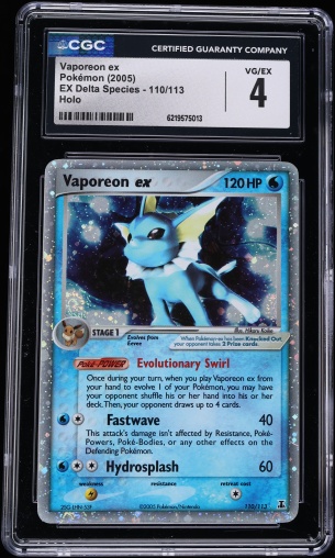 2005 Pokemon EX Delta Species Holo Vaporeon ex #110/113 CGC 4 VGEX