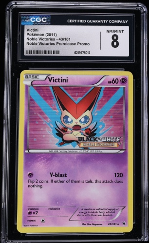2011 Pokemon Noble Victories Prerelease Promo Victini #43/101 CGC 8 NM-MT