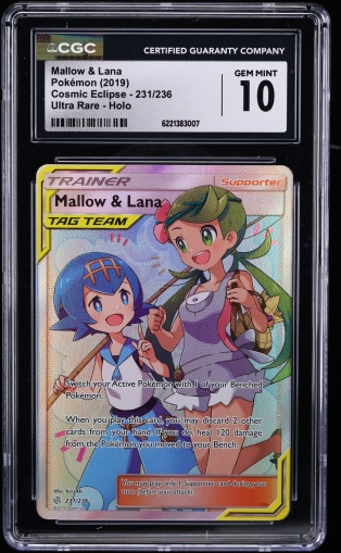 2019 Pokemon Sun & Moon Cosmic Eclipse Full Art Mallow & Lana #231 CGC 10 GEM MINT