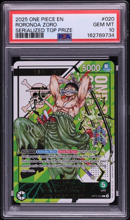 2025 One Piece Promos Serialized Top Prize Roronoa Zoro #020 PSA 10 GEM MINT