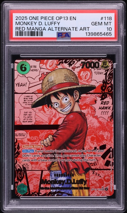 2025 One Piece Carrying On His Will SEC Red Manga Art Monkey D. Luffy #OP13-118 PSA 10 GEM MINT